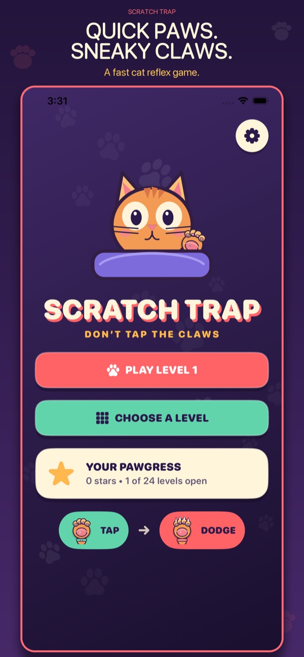 Scratch Trap Cozy Couch gameplay with quick paws and sneaky claws