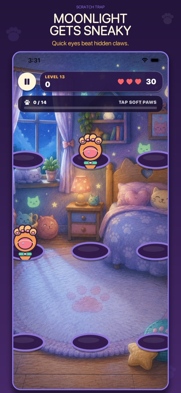 Scratch Trap Moonlight room with increasingly sneaky claws